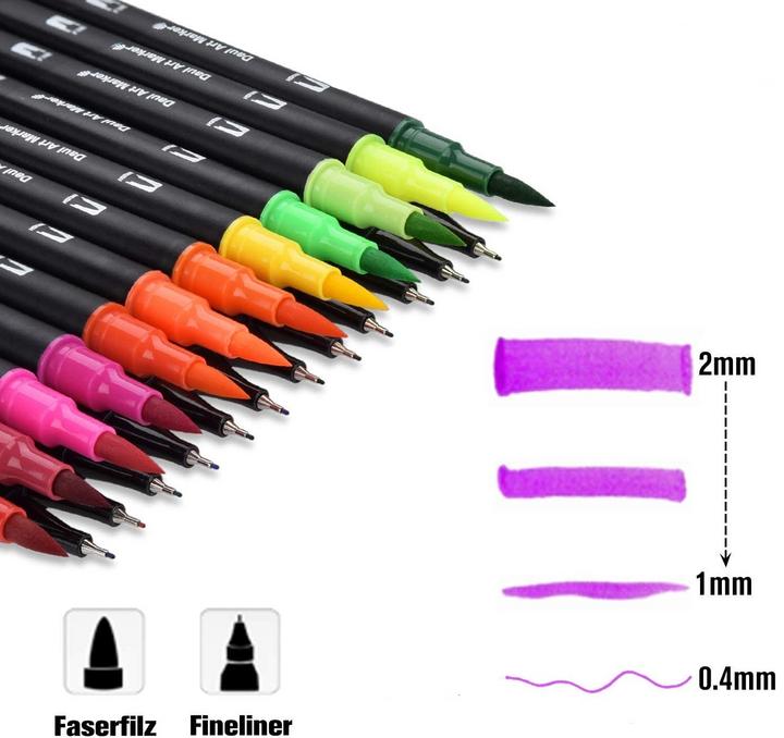 Actual product image I Am Creative Double-tip Dual Brush Pen (Colored, 36 x)