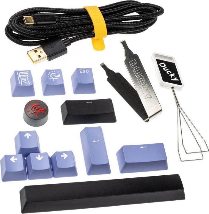 Actual product image Ducky One 3 Classic Black/White TKL Gaming Keyboard, RGB LED - MX-Blue (US) (US, Cable)