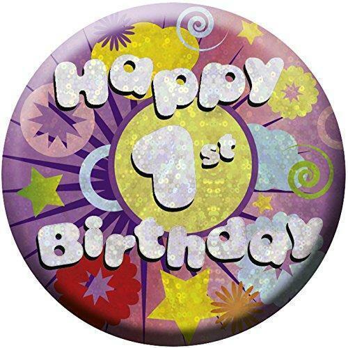 Produktbild Amscan holografisches Design Abzeichen 1. Geburtstag Kunststoff