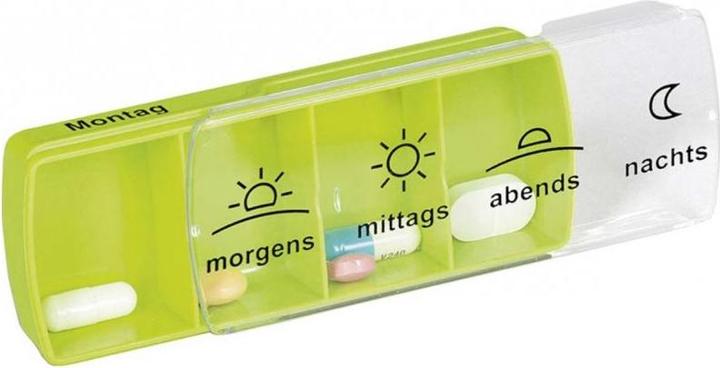Produktbild Anabox Medidispenser compact Tagesbox grün 4 Fächer im Blister deutsch/französisch/italienisch
