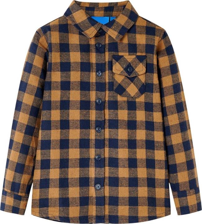 Immagine prodotto VidaXL Camicia da bambino con motivo a quadri cognac e blu 92,Materiale: 80 (92)