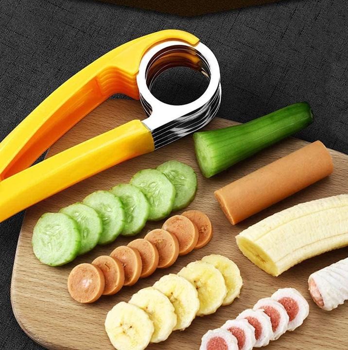 Image du produit ASMI Coupe-banane en acier inoxydable, coupe-fruits, coupe-légumes