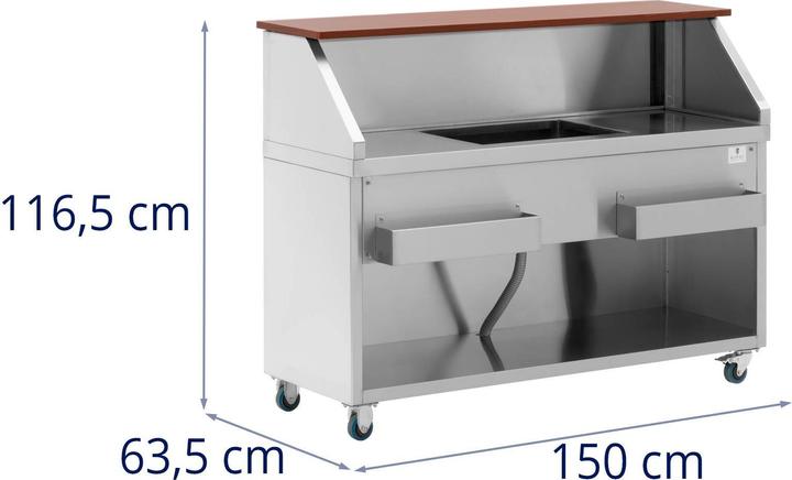 Produktbild Royal Catering Mobile Cocktail-Station Becken Eisfach Cocktailtheke Cocktailbar aus Edelstahl (Barmass)