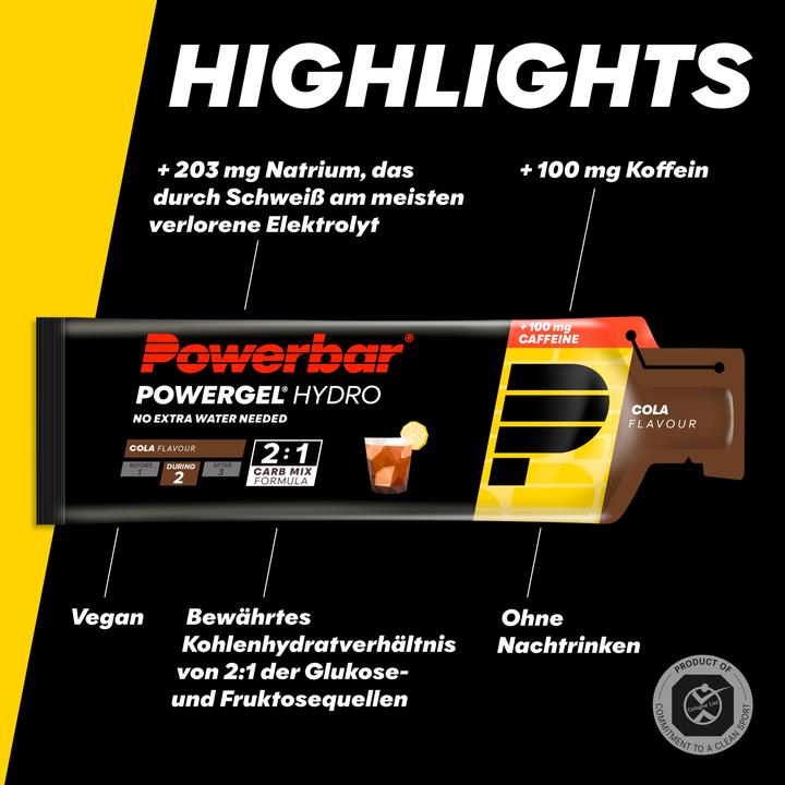Produktbild Powerbar PowerGel Hydro (Koffein, Cola, 24 Stk., 1850 g)