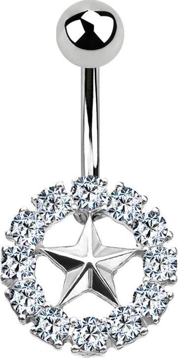 Immagine prodotto Star Piercing Stella banana d'argento con cerchio di cristallo d'argento (Acciaio chirurgico 316L, Ottone)