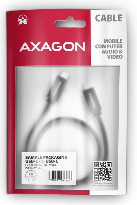 Actual product image Axagon USB C - USB C (3 m, USB 2.0)