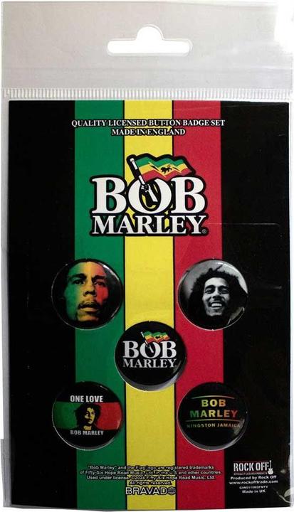 Produktbild Bob Marley Abzeichen One Love 5erPack Set Kunststoff Metall