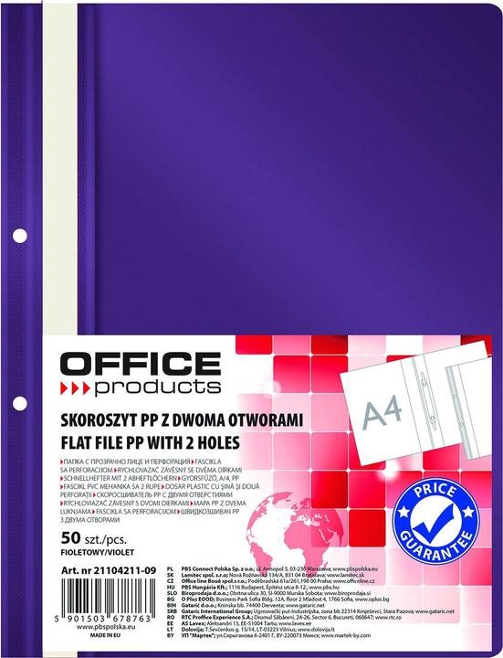 Image du produit Office Products Chemise de reporting, pp, a4, souple, 100/170 mic, 2 perforations, violet
