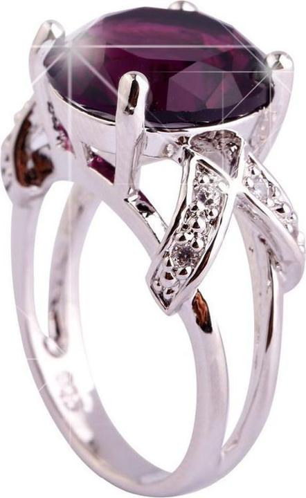 Produktbild Hermex versilberter Ring mit Amethyst - Gr. 55 / Size 7 (7, 55, 925 Silber)