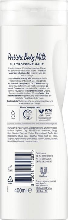 Actual product image Dove 400ml Body Milk Prebiotic (Body milk, 400 ml)