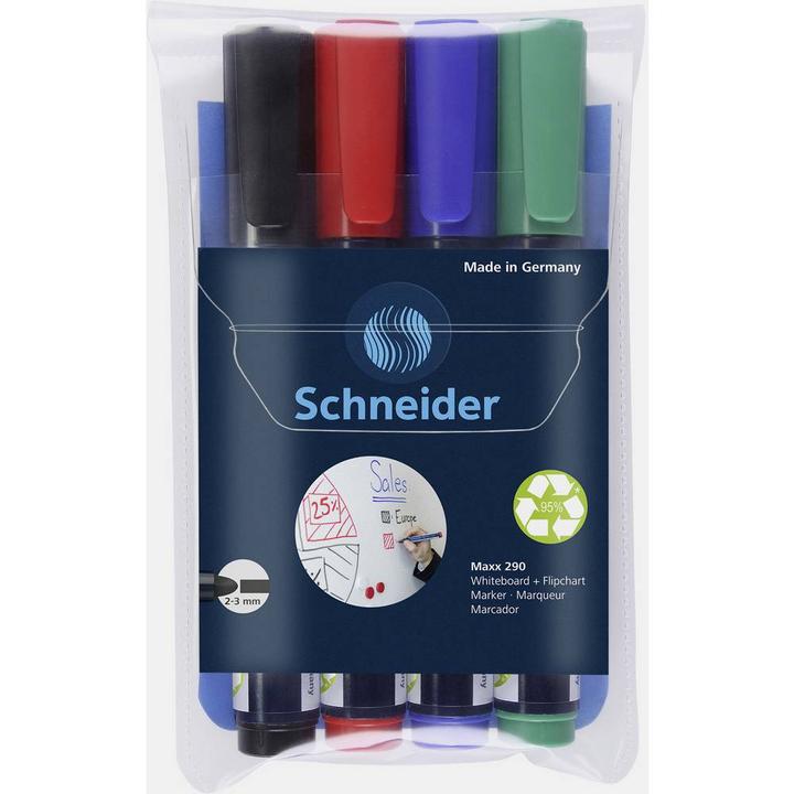 Produktbild Schneider Boardmarker Maxx 290 Set (Schwarz, Rot, Blau, Grün, 3 mm, 4 x)