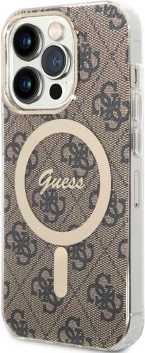 Produktbild Guess Zestaw GUBPP14LH4EACSW Case+ Charger iPhone 14 Pro 6,1" brązowy/brown hard case 4G Print MagSa (Apple iPhone 14 Pro)