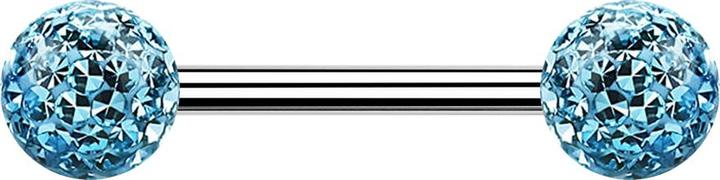 Immagine prodotto Star Piercing Barbell silver con due sfere di cristallo strato protettivo epossidico aqua (senza ottone, Acciaio chirurgico 316L)