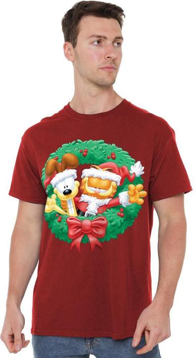 Actual product image Garfield Mens Wreath Christmas T-Shirt (XXL)