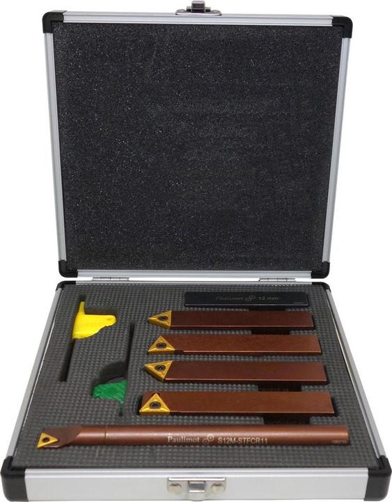 Image du produit Paulimot Jeu de burins de tournage avec plaquettes, 16 mm, barre d'alésage Ø 12 mm incluse (16 mm)