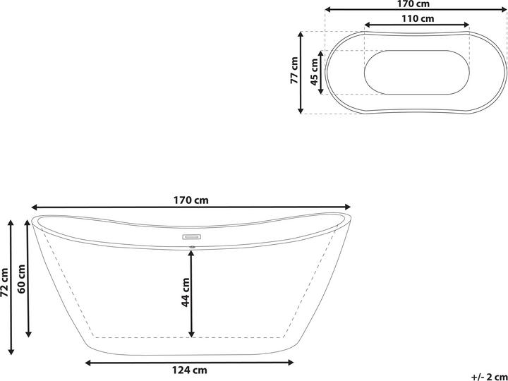 Produktbild Beliani Badewanne freistehend blaugrün oval 170 x 77 cm ANTIGUA (240 l, 77 cm, 170 cm)