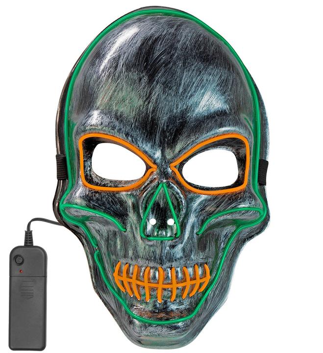 Produktbild Widmann Silberne Totenkopfmaske mit LED Beleuchtung