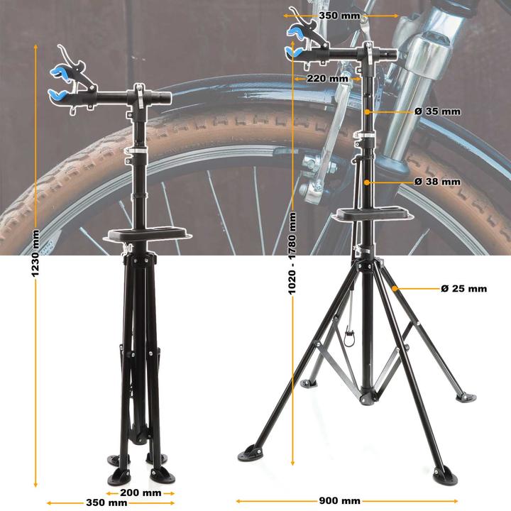 Actual product image Wiltec Repair stand 360° swivelling 30kg adjustable bike assembly stand