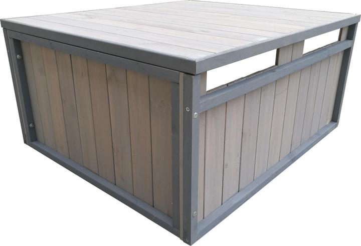 Actual product image Wiltec Mowing robot wooden garage flat roof solid wood shelter carport grey (Mowing robot, Robot mower garage)
