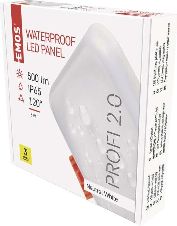Actual product image Emos LED recessed light 75x75, square, white, 6W neutral white, IP65 (500 lm)