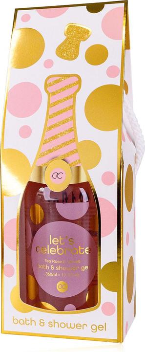 Accentra Bade- & Duschgel LET'S CELEBRATE in Flasche inkl. Geschenkbox in Champagneroptik, 360ml, Duft: Tea R (360 ml)