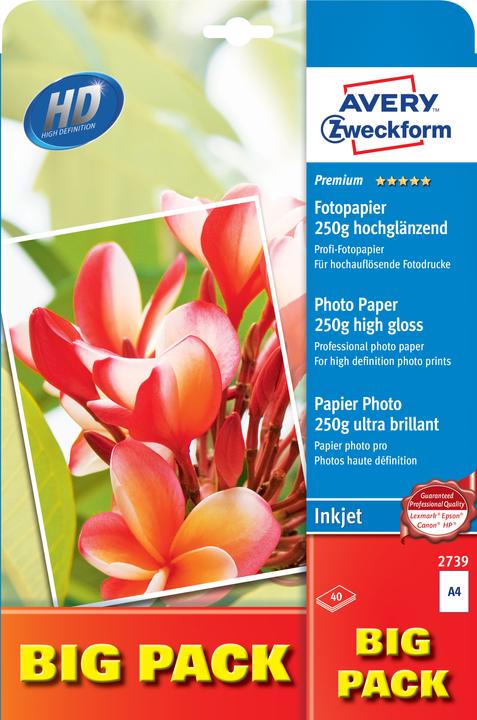 Avery BIG PACK Inkjet-Fotopapier, 40 Blatt (250 g/m², A4, 40 x)