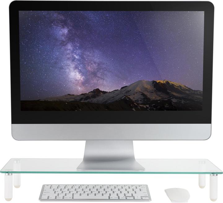Actual product image equip Monitor table extension up to 20kg glass table white