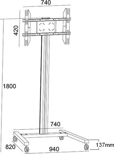 Actual product image Multibrackets M Display Stand 180 Single Black (Device-specific, 63", 50 kg)