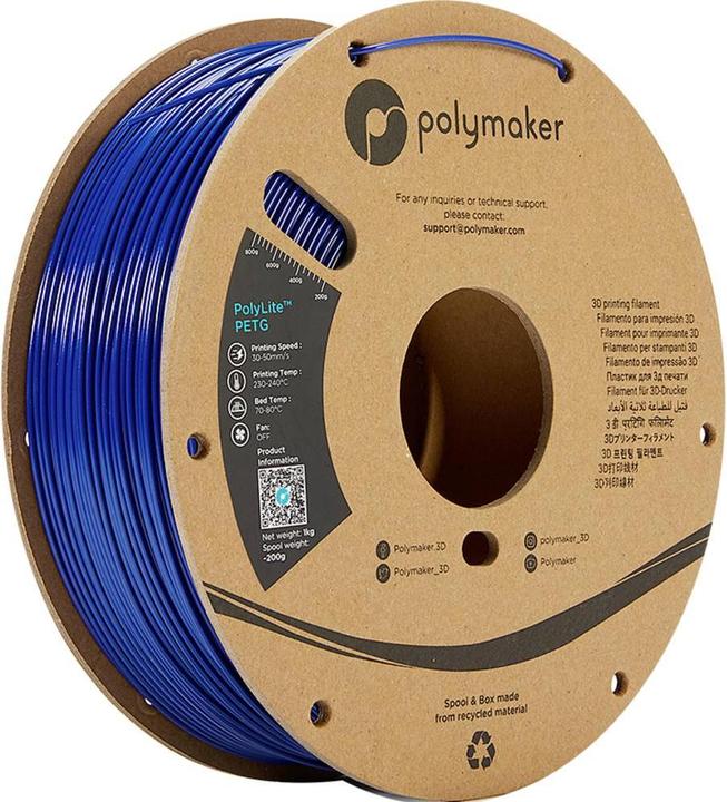 Actual product image Polymaker PB01020 PolyLite Filament PETG heat resistant, high tensile strength 2.85 (PETG, 2.85 mm, 1000 g, Blue)