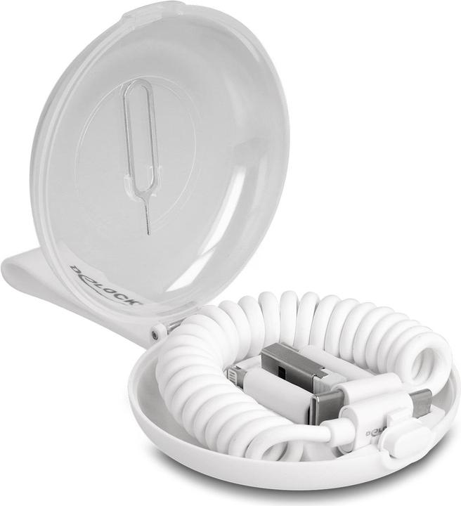 Delock 5 in 1 Cavo USB per dati e ricarica e adattatore PD 3.0 60 W bianco (0.10 m, USB 2.0)