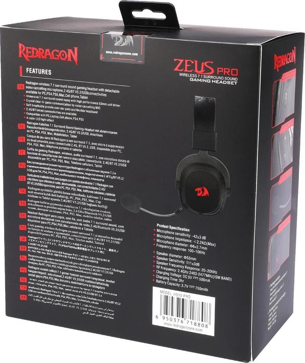 Image du produit Redragon Słuchawki H510 Zeus X Pro Czarne (H510-PRO) (Sans fil)
