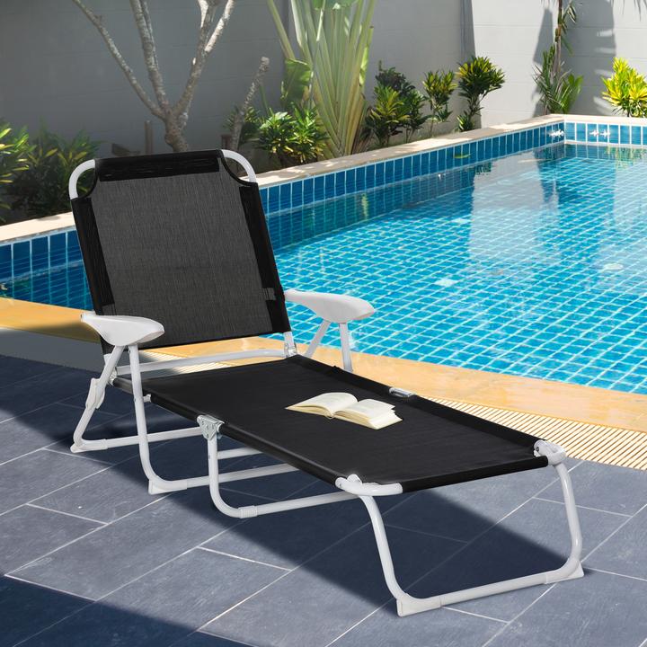 Immagine prodotto Outsunny Lettino prendisole con schienale regolabile (160 cm)