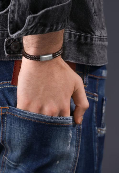 Produktbild Police Parallel Armband (19 cm, Edelstahl, Leder)