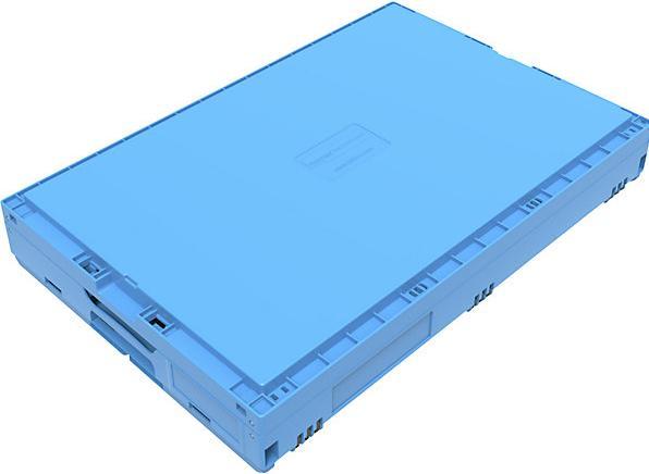 Actual product image Walther Polypropylene folding box, capacity 44 l, with hinged lid, blue, stackable. (600 x 400 x 220 mm, 44 l)