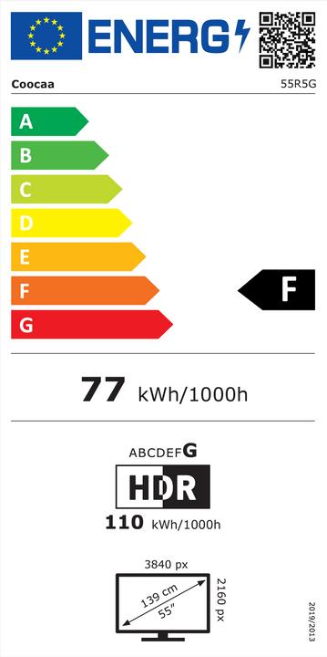 Label énergétique Coocaa 55R5G (55", LED)