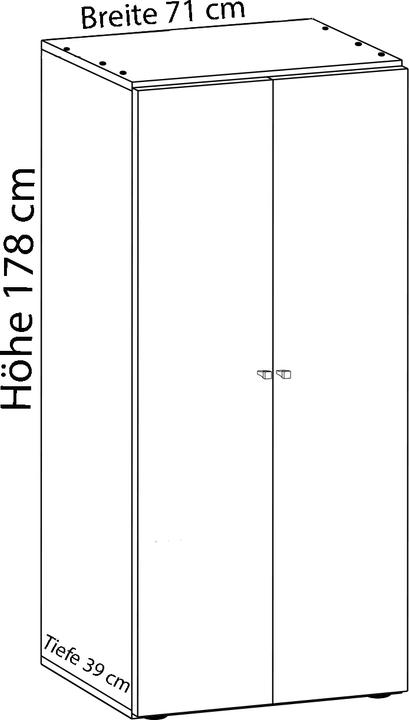 Immagine prodotto VCM Mobili per ufficio in legno Armadio per archiviazione Vandol con ante a battente (70 x 40 x 178 cm)