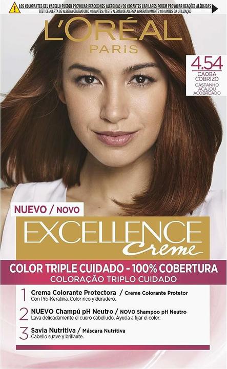 L'Oréal Paris EXCELLENCE Creme tinte #4,54 castaño caoba cobrizo (#4,54 castaño caoba cobrizo)