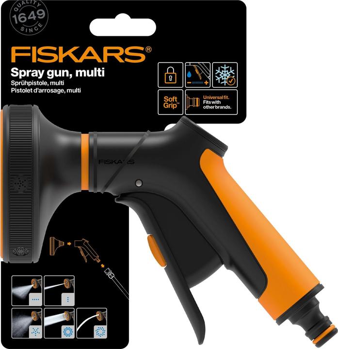 Productafbeelding Fiskars Spuitpistool Multi, 5 functies, Traploos regelbaar debiet, Met voorregelaar en aan/uit-schakelaar