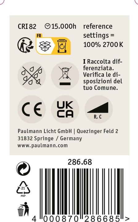 Immagine prodotto Paulmann Goccia (E27, 4.80 W, 360 lm, 1 x, G)