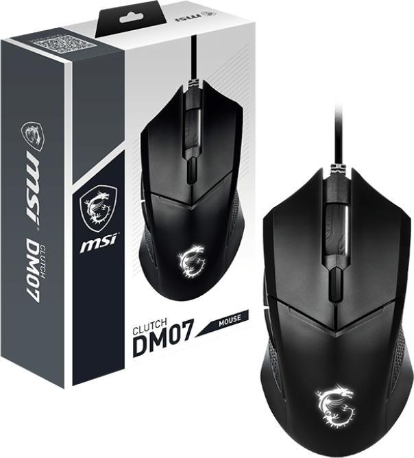 Image du produit MSI Clutch DM07 Optical, Black, Gaming Mouse, 1000 Hz (Filaire)