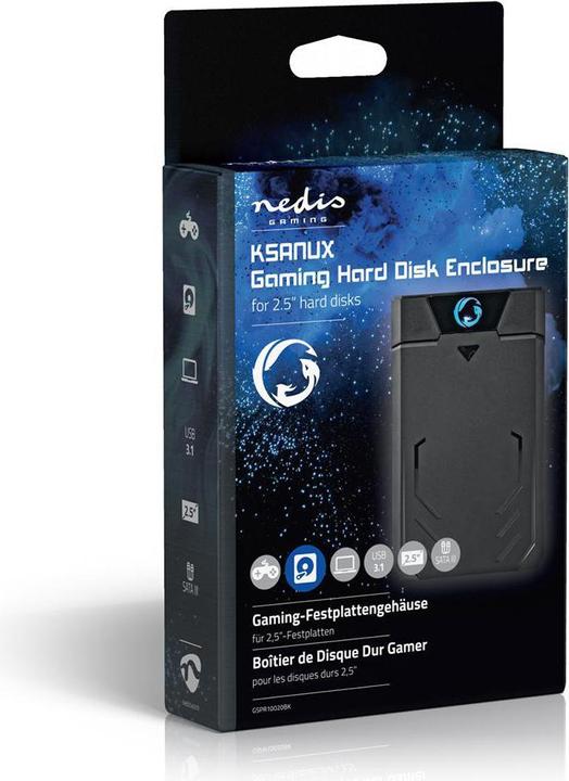 Actual product image Nedis Hard drive enclosure 2.5 inch SATA II connection USB 3.1 USB Type-A Aluminium / Plastic (2.5")