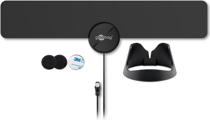 Produktbild Goobay Ultraflache Full HD DVB-T Zimmerantenne, inkl. LTE/4G Filter, Schwarz (Zimmerantenne, 16 dB, DVB-T / -T2)