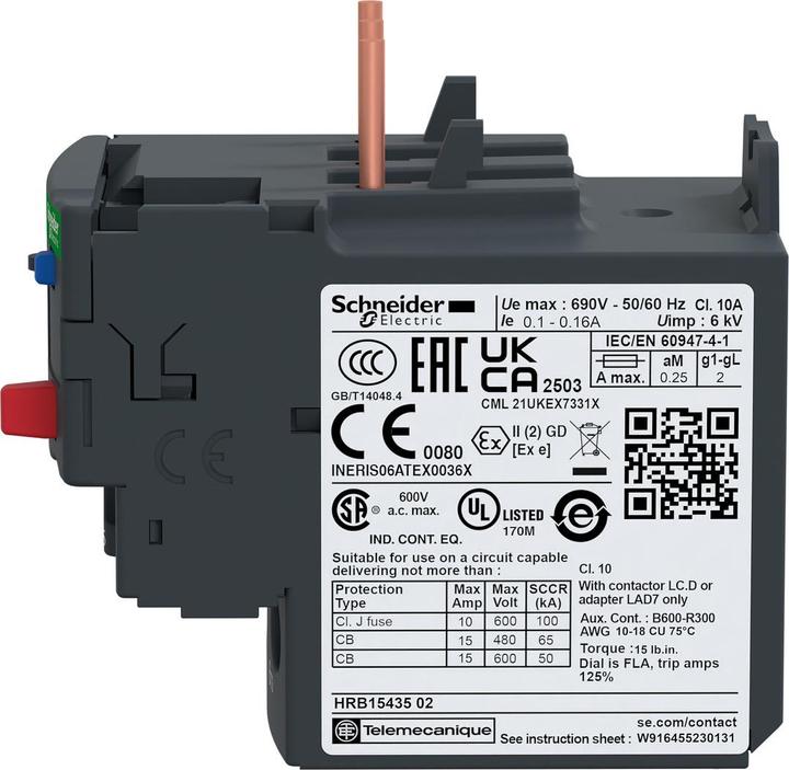 Immagine prodotto Schneider Electric Relè di protezione del motore 1.7A