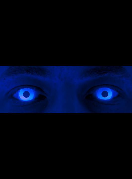 Produktbild Maskworld Glow Jahreslinsen Blaue UV Party Kontaktlinsen (Blau)