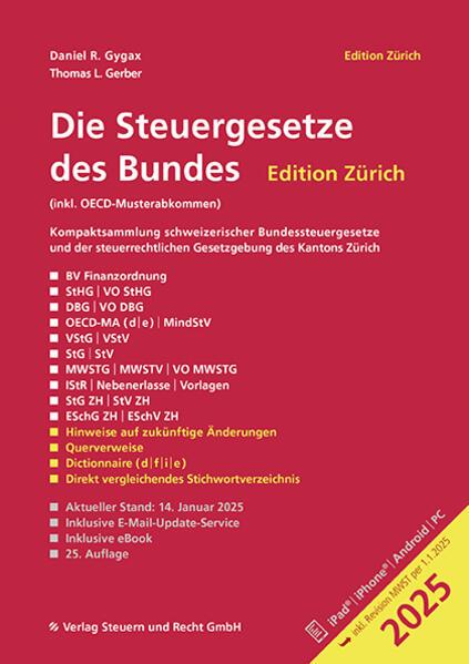 Actual product image Die Steuergesetze des Bundes – Edition Zürich 2025 (German, Daniel R. Gygax, 2025)