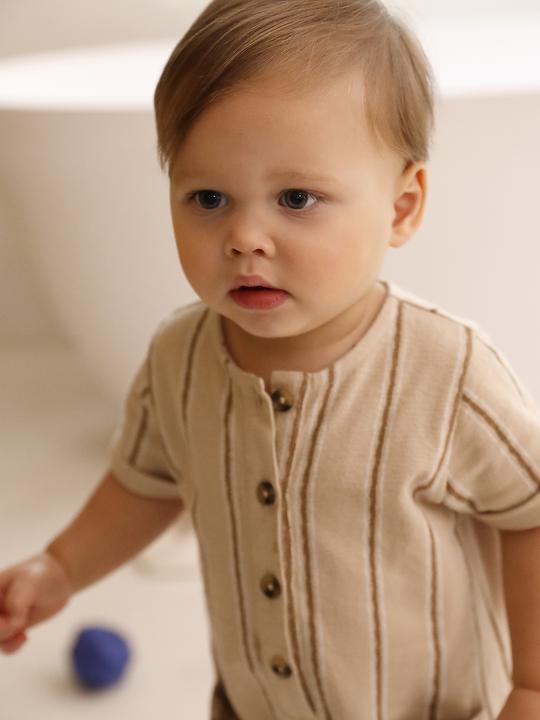 Actual product image Vertbaudet Bio-Kollektion: Baby Overall aus gestreiftem Strick (74)
