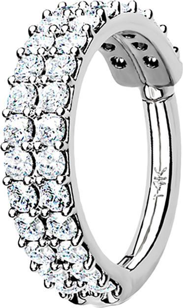 Produktbild Star Piercing Micro Segmentring klappbar 14k weissgold doppellinie mit Kristallen (ohne Messing, 14k Gold)