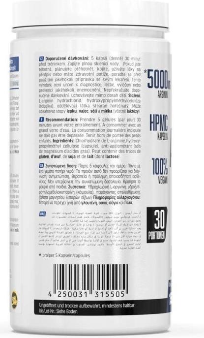 Nutritional values and ingredients All Stars Arginine 2000 (150 Caps) (Neutral, 1 pcs., 200 g)