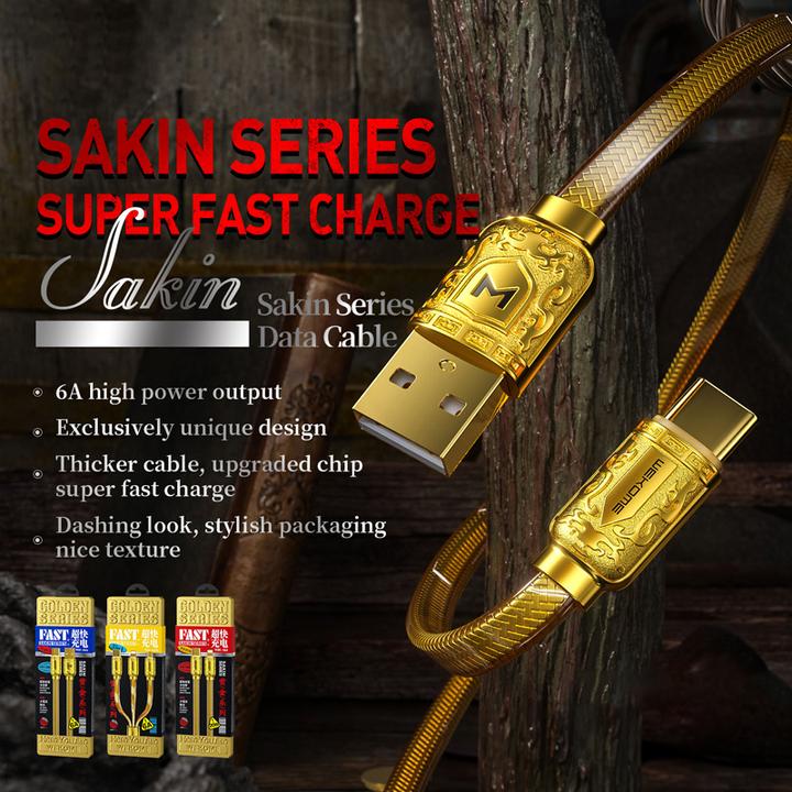 Actual product image WK Design Sakin Series fast charging cable / USB data transmission - microUSB 6A 1m gold (WDC-161) (1 m, USB 3.2 Gen 1)