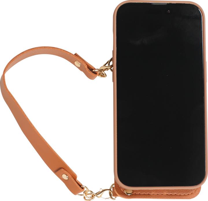 Actual product image PhoneLook Coque Silicone soft touch avec pochette à cartes ou argent en cuir et lanière intégrée (Apple iPhone 14 Pro)